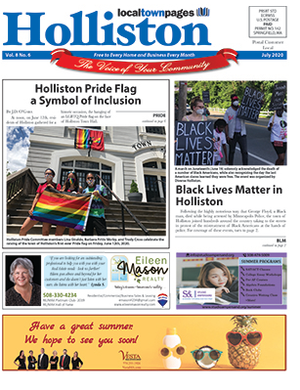 Holliston Town News shows Pride Flag on Town Hall Building