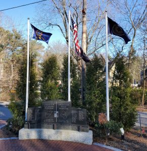 VFW and American Legion Flags on display at the Iraq & Afghanistan War Memorial, Holliston